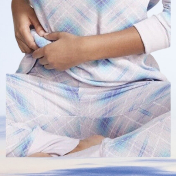 NWT Victoria Secret Blue Plaid Thermal Long PJ Sz XL - Picture 3 of 7